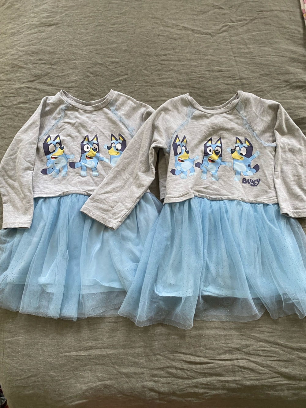 Twin Bluey tulle dresses, 5T.